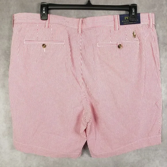 Polo Ralph Lauren Shorts Mens 40  Pink Striped Seersucker 9" Classic-Fit Preppy - Picture 5 of 11